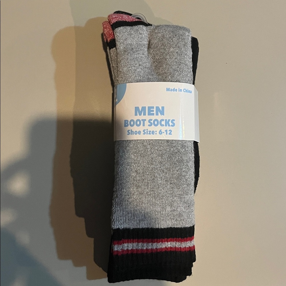 Gray and Black Men's Boot Socks Shoe Size 6-12 new